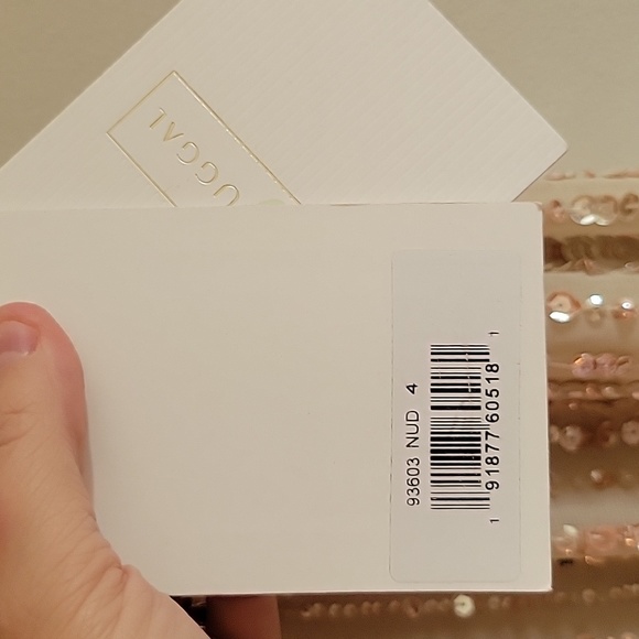 NWT Mac Duggal Sequined High Neck Sleeveless Column Gown Dress Nude Flawed 4 - Picture 9 of 12